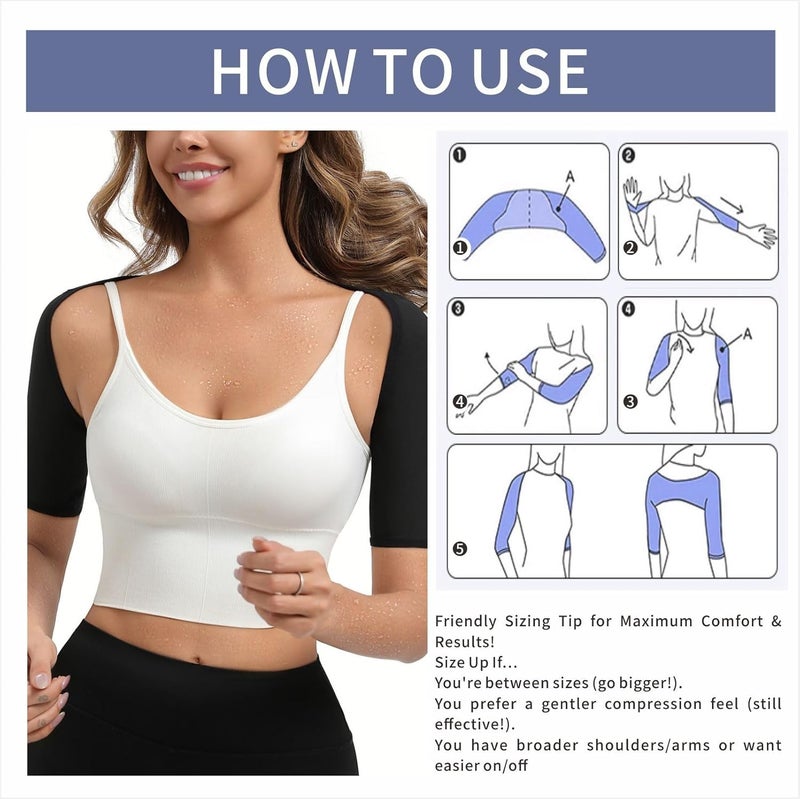 Dokelovy Women's Sauna Arm Slimming Sleeves, Sweat Compression Upper Arm Shaper Bands, Posture Support Workout Gear Daily Use - Image 4
